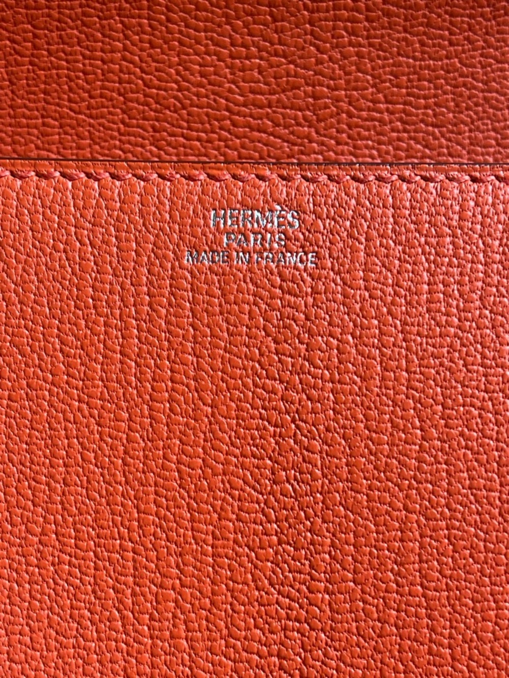 LIKE NEW HERMES SANGUINE ORANGE TADELAKT LEATHER MEDOR CLUTCH PALLADIUM HARDWARE - Picture 7 of 17